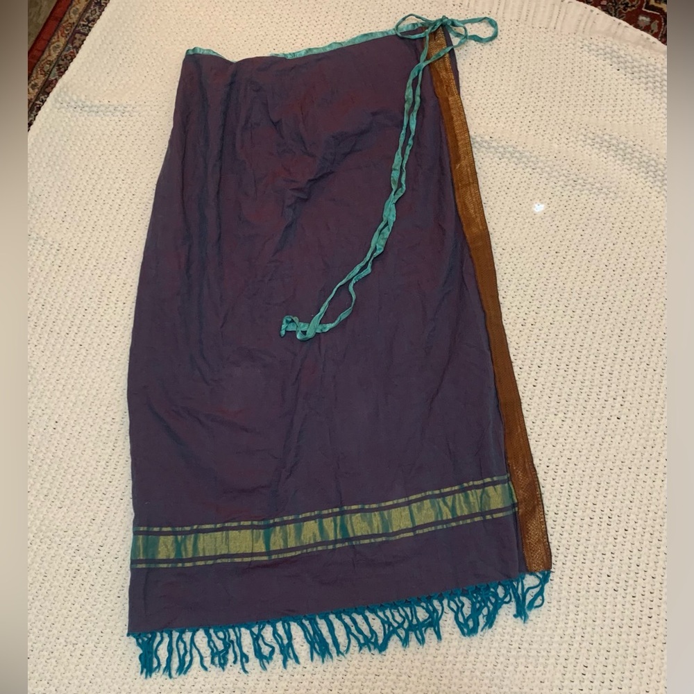 Vintage Free People Swim Cover-Up Skirt with Side Ties and Fringe Size S